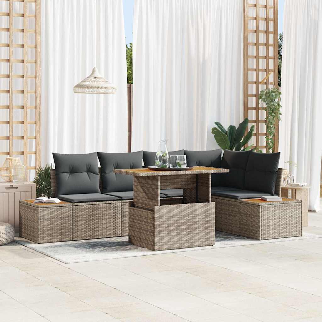 Conjunto de Comedor de Jardín con cojín 5 pcs Negro y crema