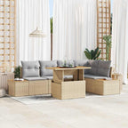 Conjunto de Comedor de Jardín con cojín 5 pcs Negro y crema