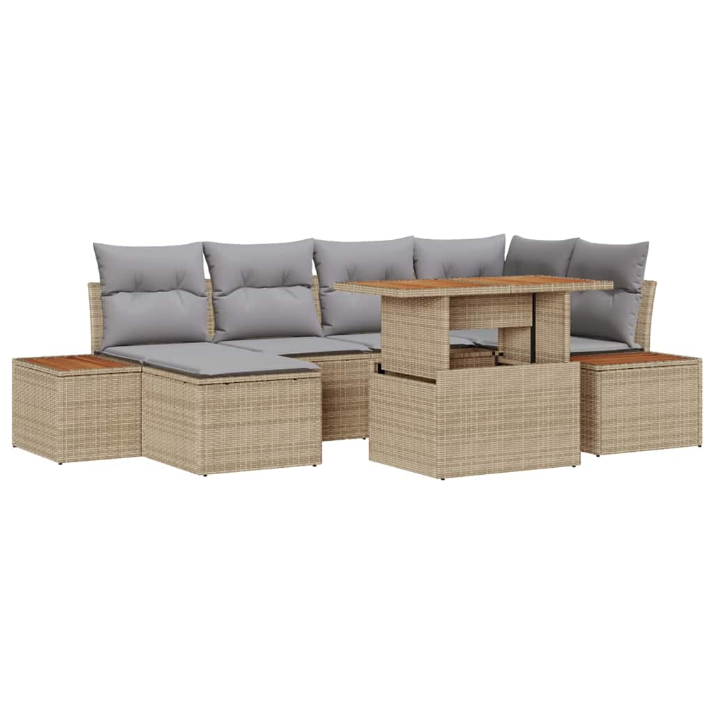 Conjunto de Comedor de Jardín con cojín 7 pcs Beige y gris