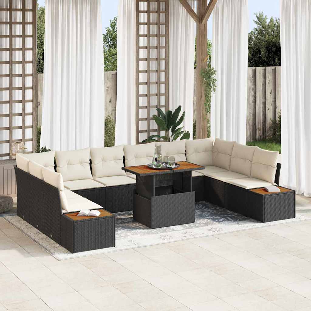 Conjunto de Comedor de Jardín con cojín 11 pcs Beige y Crema