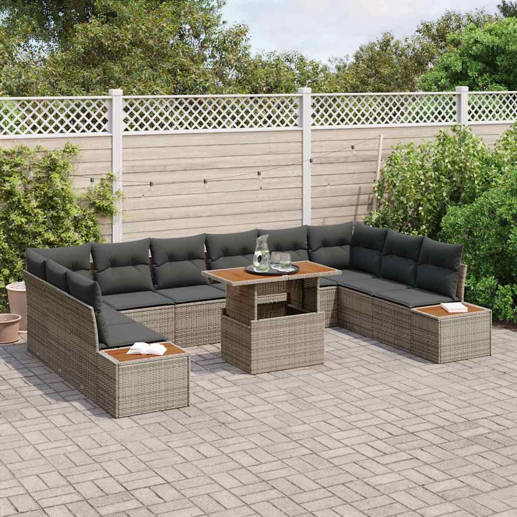 Conjunto de Comedor de Jardín con cojín 11 pcs Beige y Crema