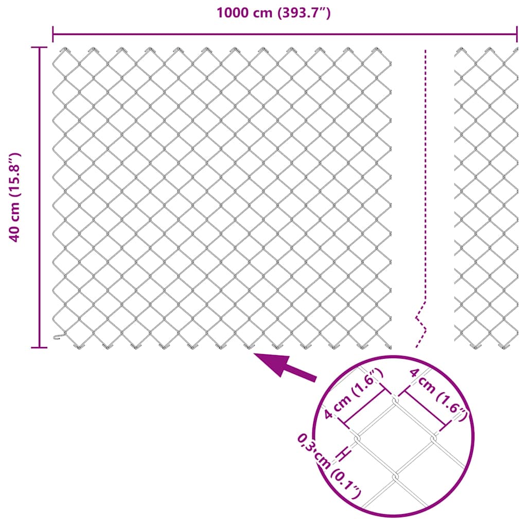 Poste de Valla Gris 10 x 0,4 m (malla de 40 x 40 mm)