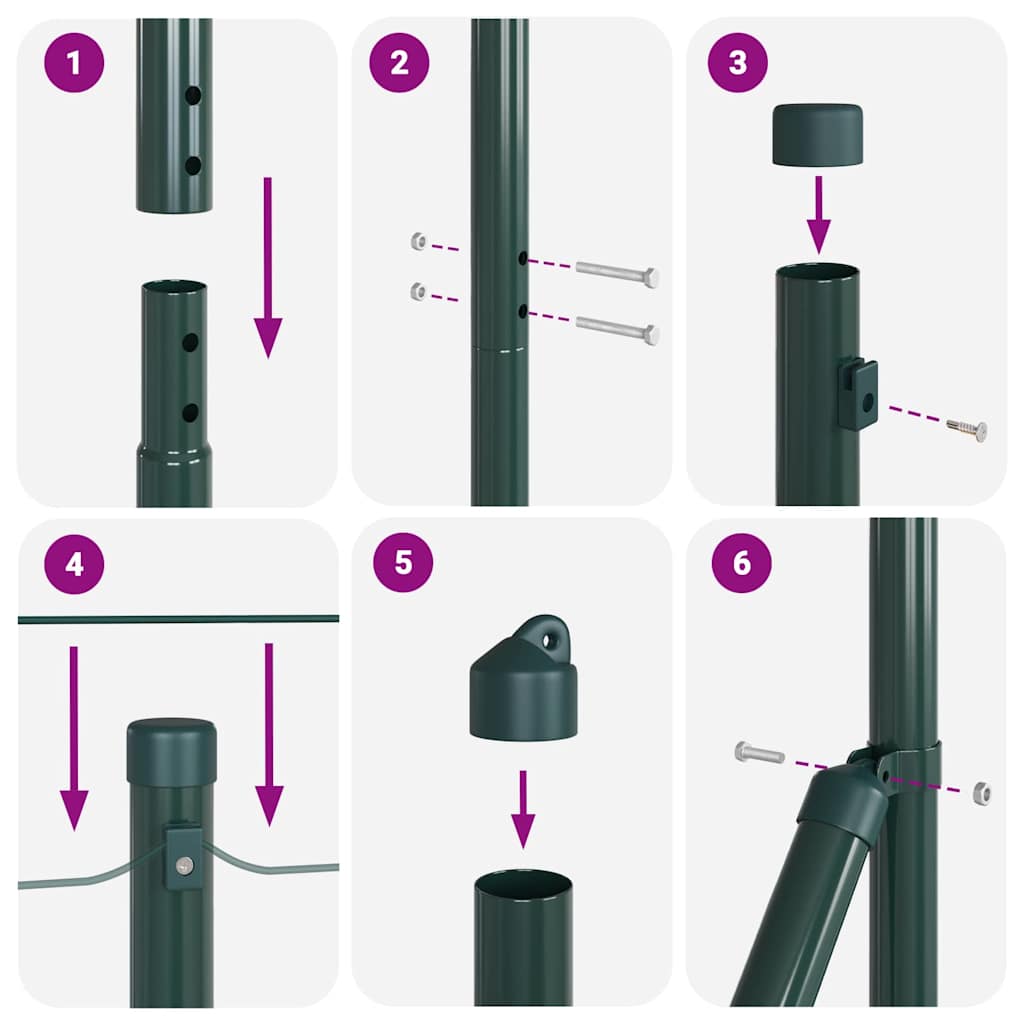Reja con postes Verde 1.2 x 10 m Acero