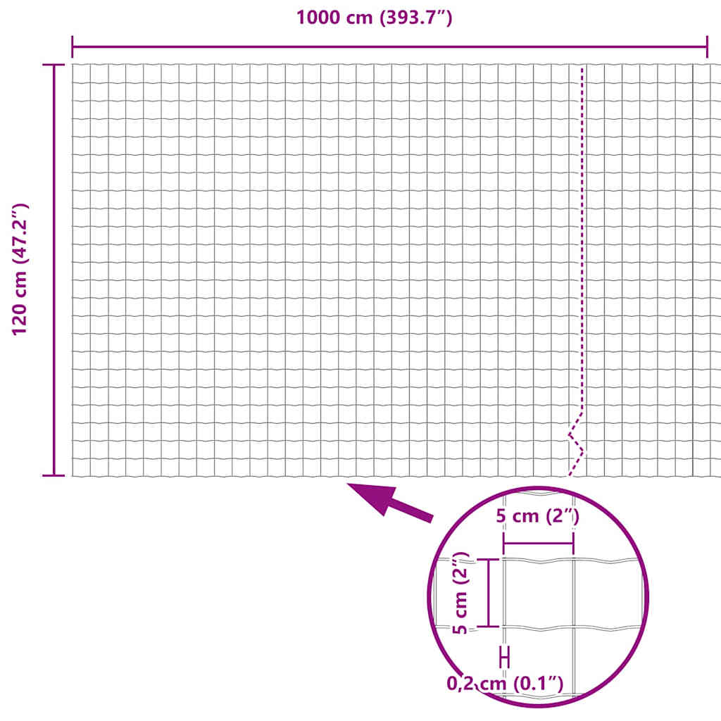 Reja con postes Verde 1.2 x 10 m Acero