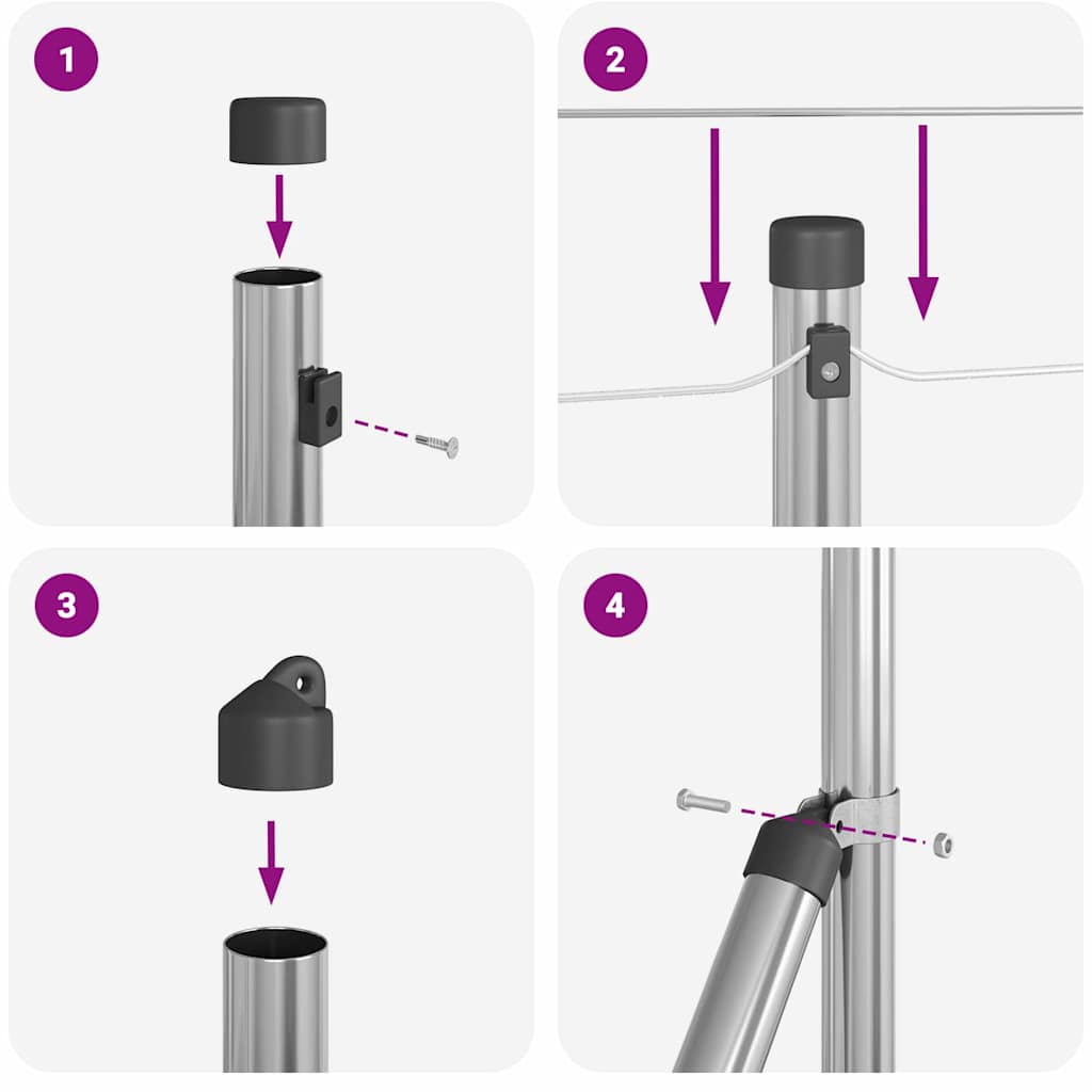 Poste de Valla Galvanizado 100 x 0,8 m Acero