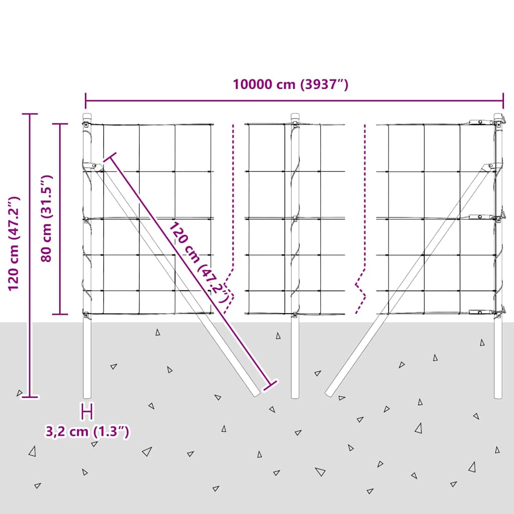 Poste de Valla Galvanizado 100 x 0,8 m Acero