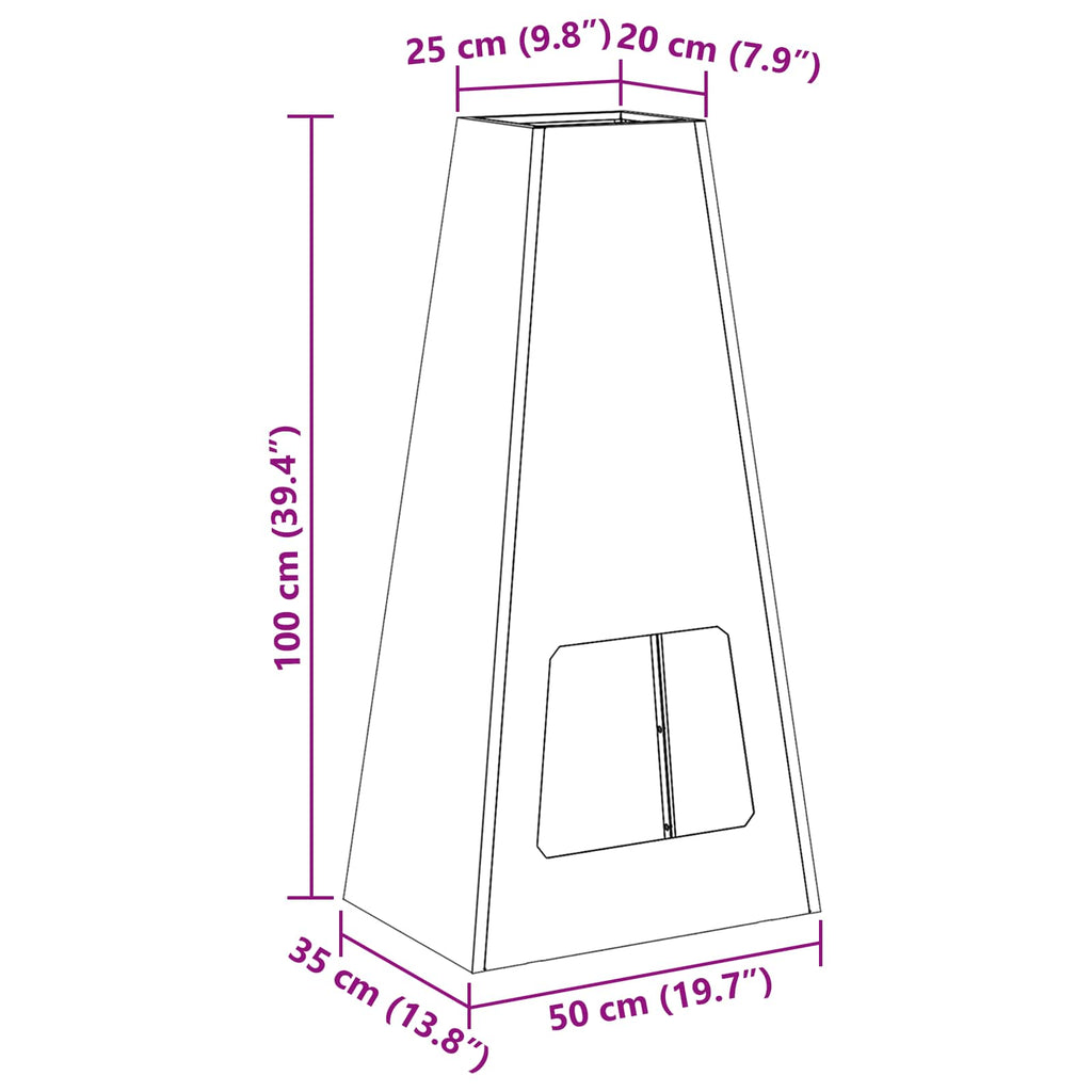 Hoguera Marrón 50 x 35 x 100 cm Acero autopatinable