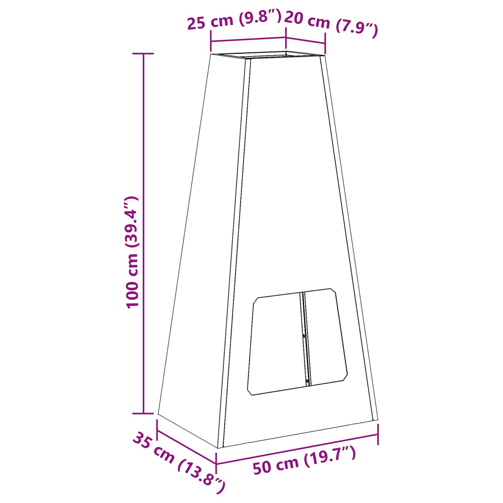 Hoguera Marrón 50 x 35 x 100 cm Acero autopatinable