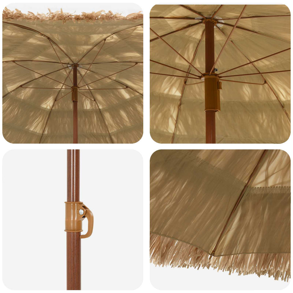 Parasol de playa Natural 160 x 160 x 196 cm Poliéster y Acero