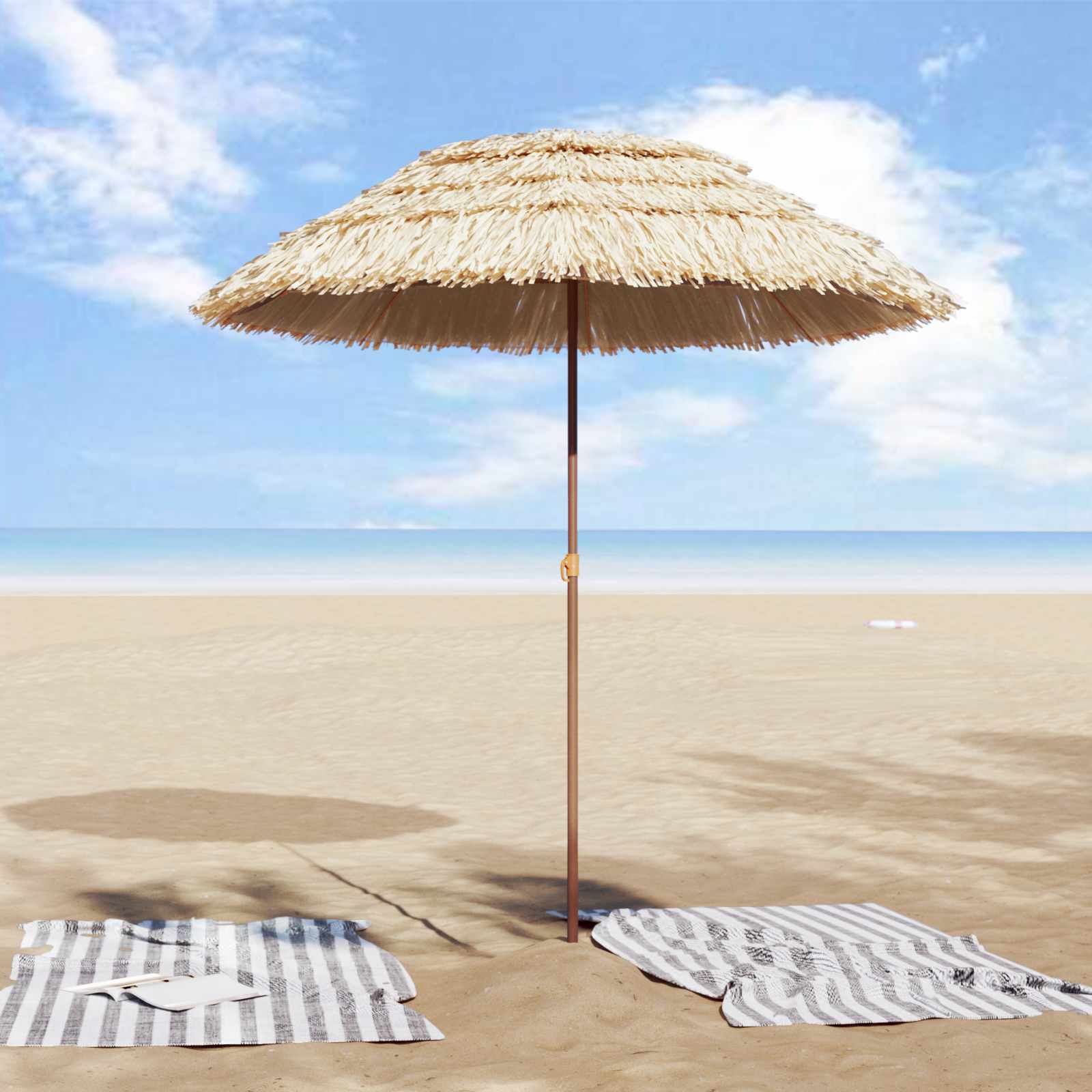 Parasol de playa Natural 160 x 160 x 196 cm Poliéster y Acero