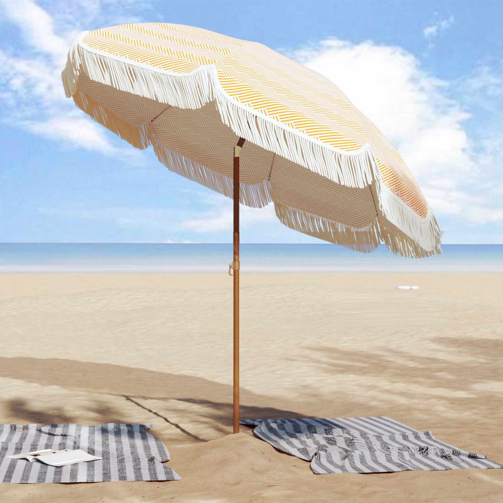 Parasol de playa Amarillo y 205 x 205 x 210 cm