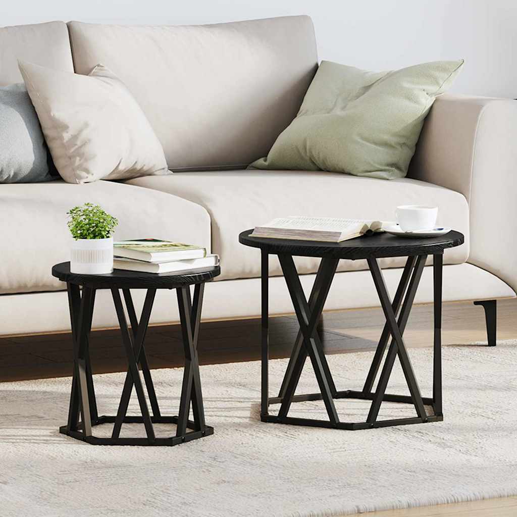 Side Table 2 pcs Sonoma Grey Engineered Wood and Steel