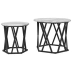 Mesa lateral 2 pcs Gris Sonoma Madera Ingenierizada y Acero