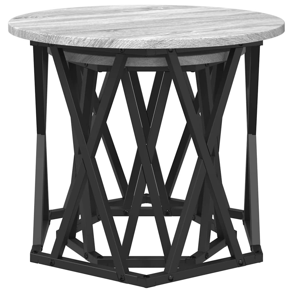 Mesa lateral 2 pcs Gris Sonoma Madera Ingenierizada y Acero