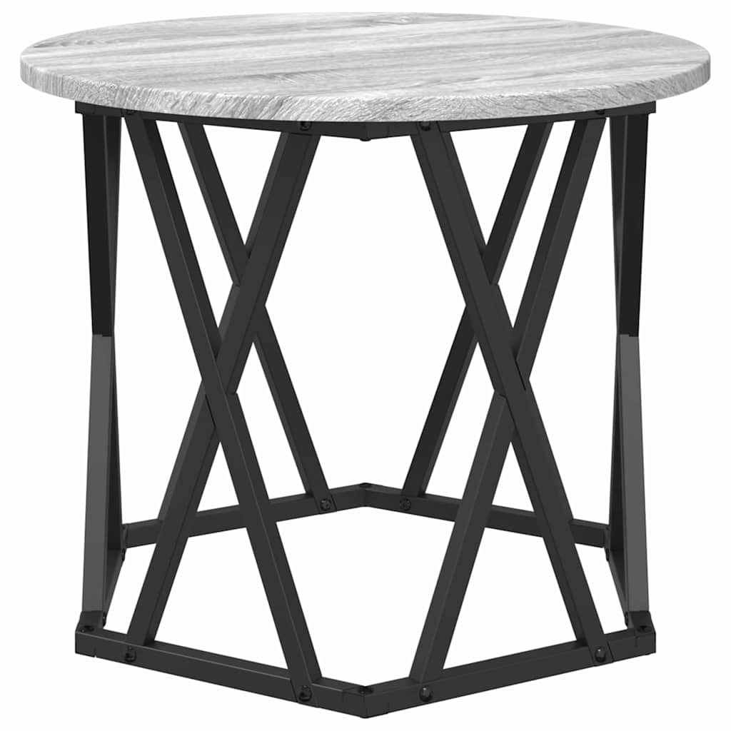 Mesa lateral 2 pcs Gris Sonoma Madera Ingenierizada y Acero