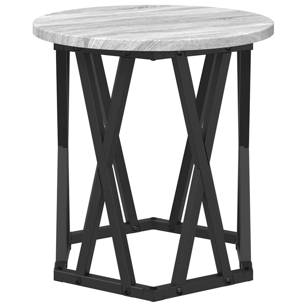 Mesa lateral 2 pcs Gris Sonoma Madera Ingenierizada y Acero