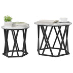 Mesa lateral 2 pcs Gris Sonoma Madera Ingenierizada y Acero
