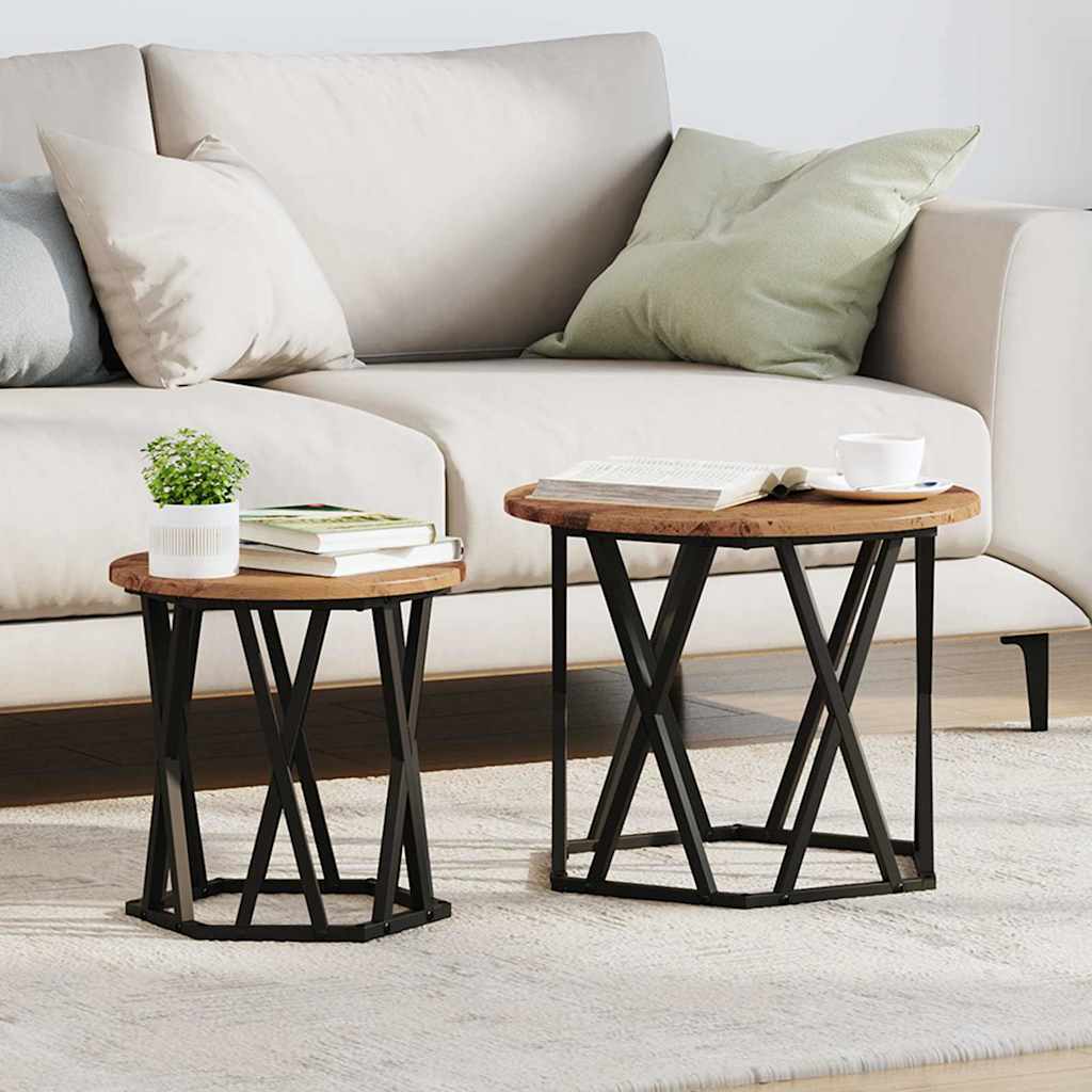 Side Table 2 pcs Sonoma Grey Engineered Wood and Steel