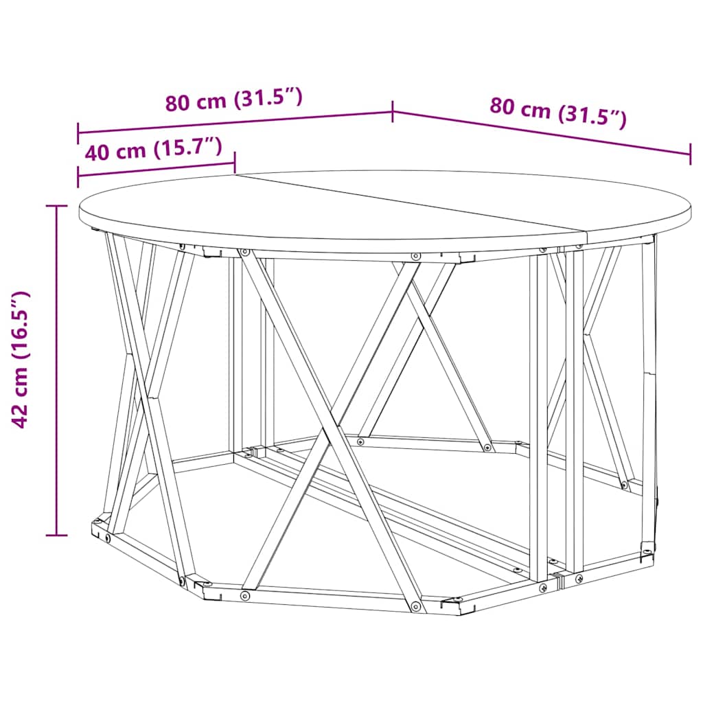 Mesa de Café Gris Sonoma 80 x 80 x 42 cm