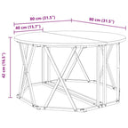 Mesa de Café Gris Sonoma 80 x 80 x 42 cm