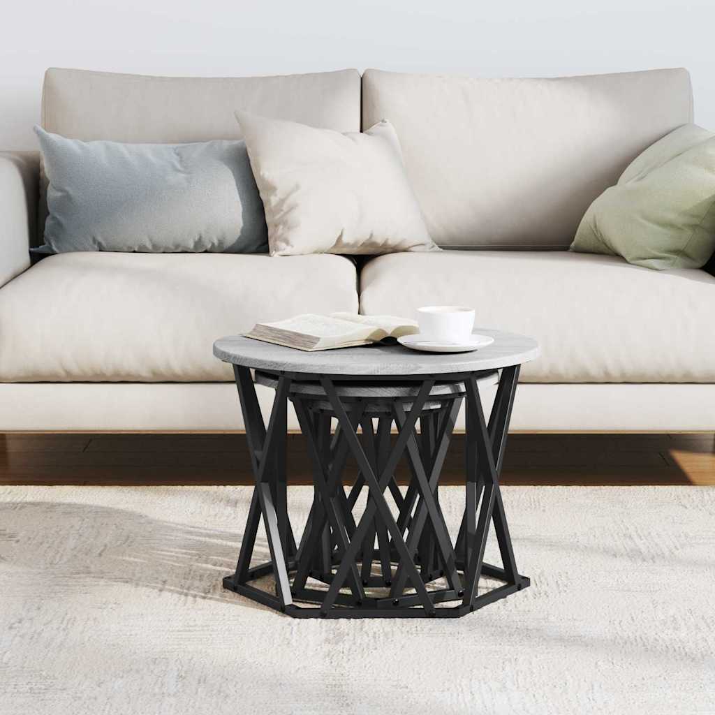 Mesa Lateral Nido 3 pcs Gris Sonoma