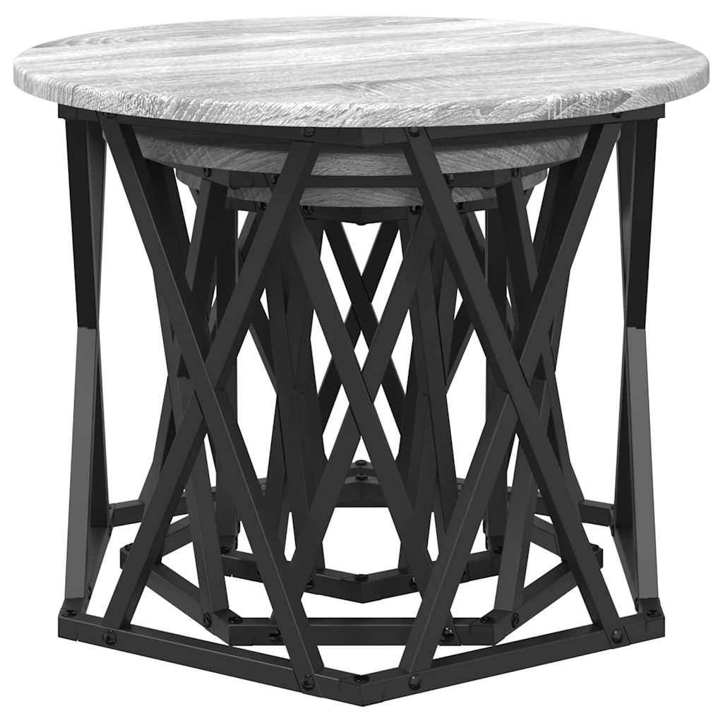 Mesa Lateral Nido 3 pcs Gris Sonoma