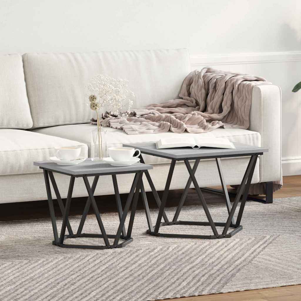Conjunto de mesas auxiliares 2 pcs Gris Sonoma