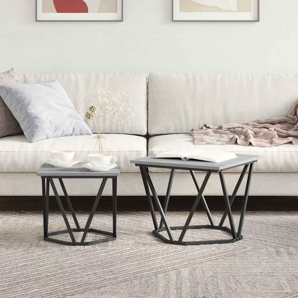 Conjunto de mesas auxiliares 2 pcs Gris Sonoma