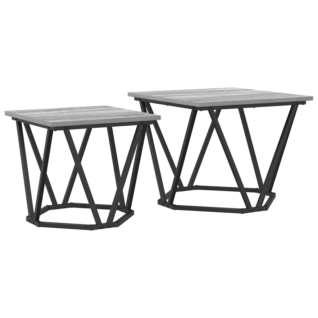 Conjunto de mesas auxiliares 2 pcs Gris Sonoma
