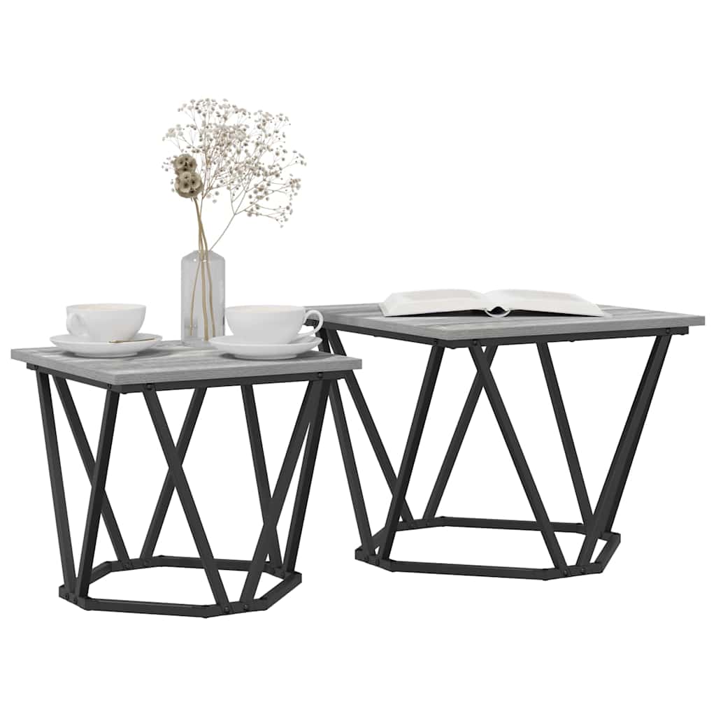 Conjunto de mesas auxiliares 2 pcs Gris Sonoma