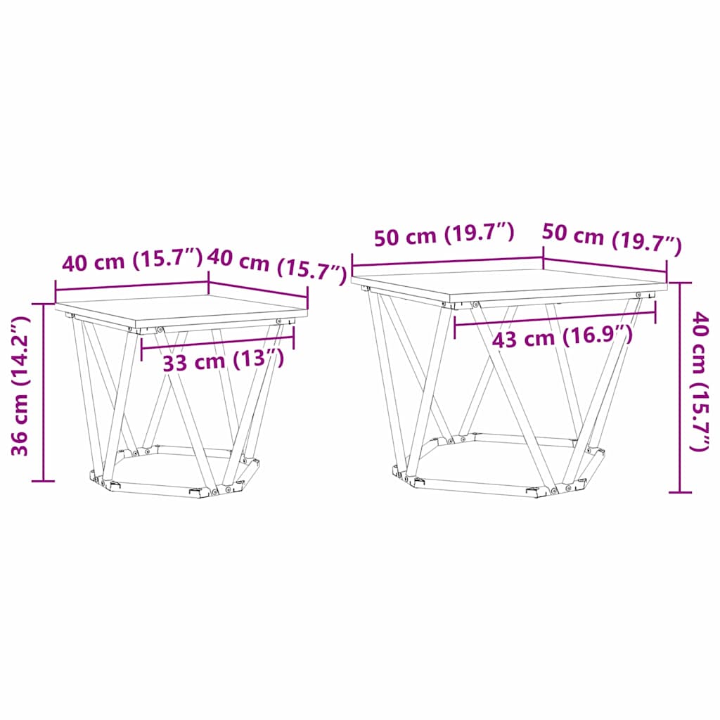 Conjunto de mesas auxiliares 2 pcs Gris Sonoma