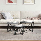 Mesa de Café 3 pcs Gris Sonoma Madera Ingenierizada y Acero
