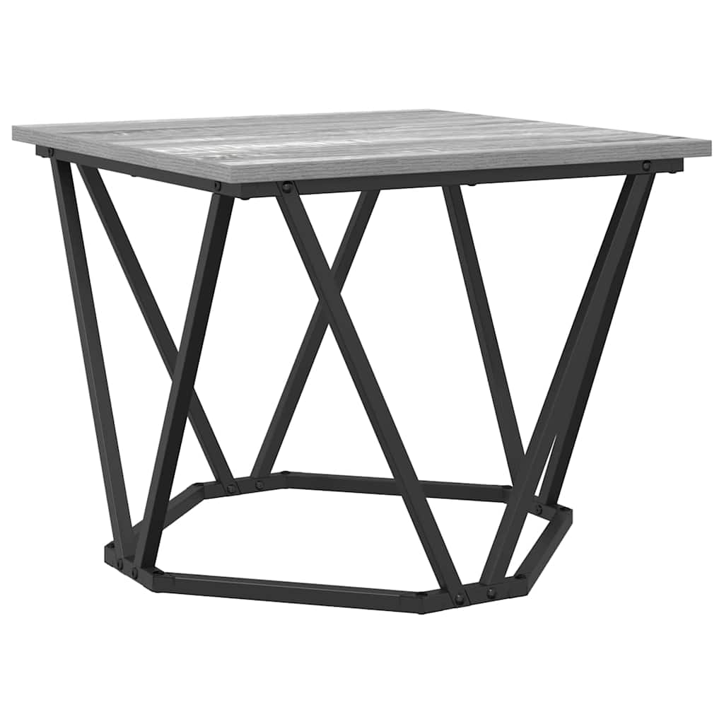 Mesa de Café 3 pcs Gris Sonoma Madera Ingenierizada y Acero
