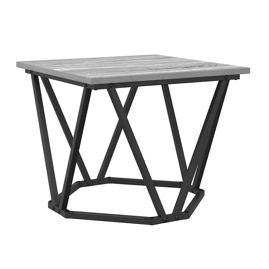 Mesa de Café 3 pcs Gris Sonoma Madera Ingenierizada y Acero