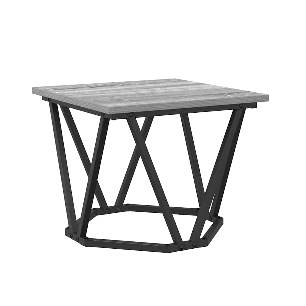 Mesa de Café 3 pcs Gris Sonoma Madera Ingenierizada y Acero