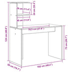 Escritorio con estante 102 x 50 x 124 cm Madera de ingeniería