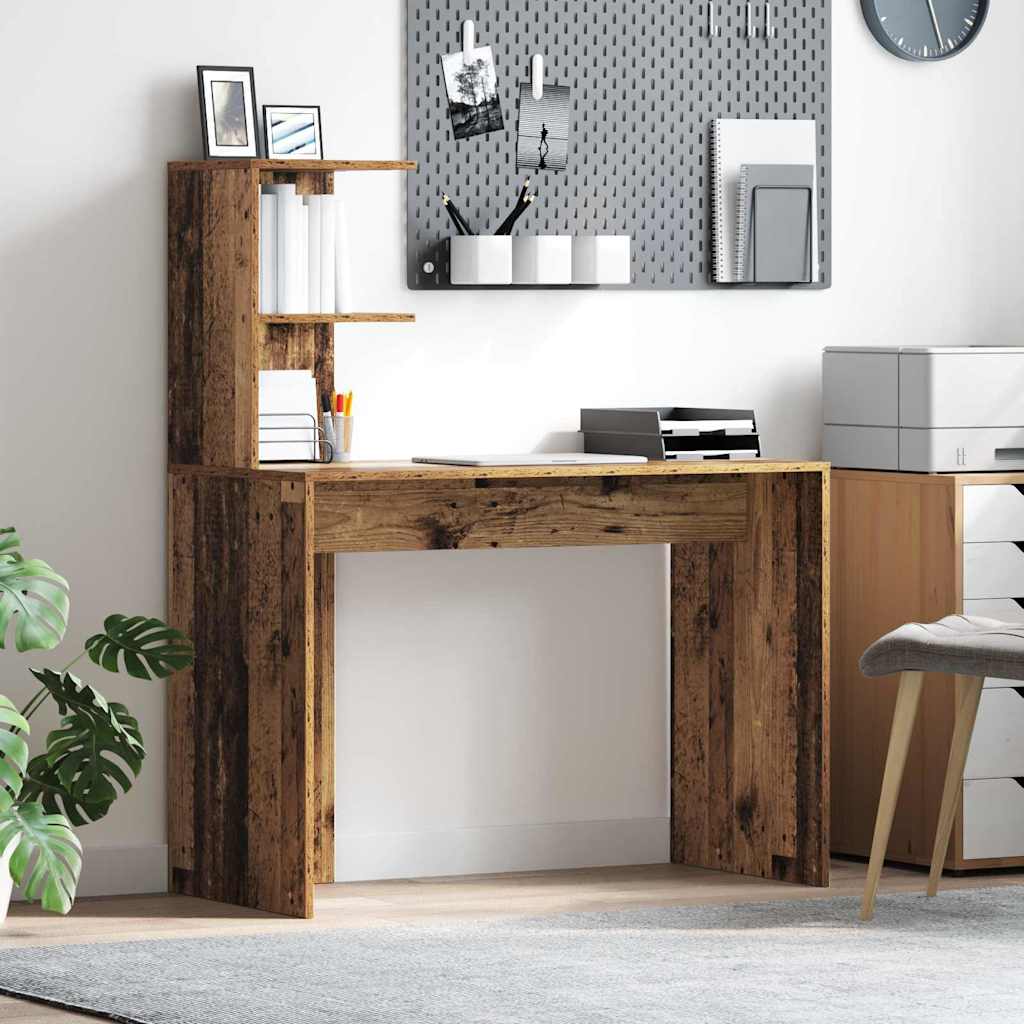 Desk with shelf 102 x 50 x 124 cm Engineered wood