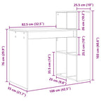 Escritorio Roble Negro 108 x 55 x 103.5 cm Madera de ingeniería