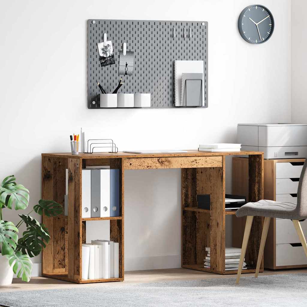 Desk with shelf 130 x 50.5 x 75 cm Engineered wood