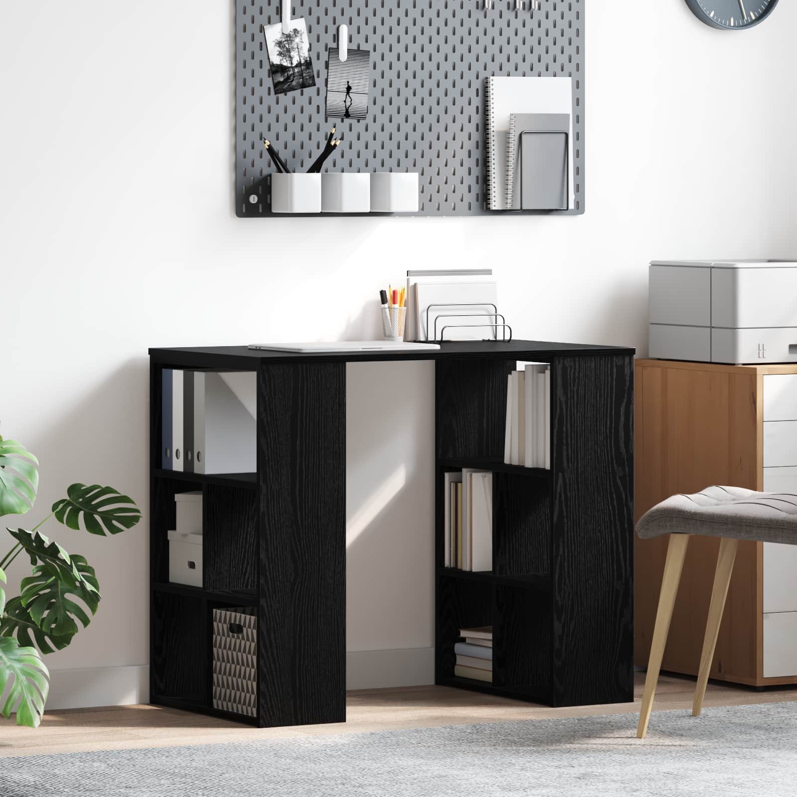 Desk with shelf 90 x 50 x 75 cm Engineered wood