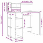 Escritorio con estante 90 x 48 x 101,5 cm Madera de ingeniería