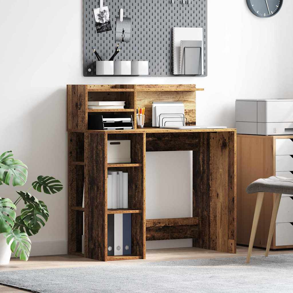 Escritorio con estante 90 x 48 x 101,5 cm Madera de ingeniería