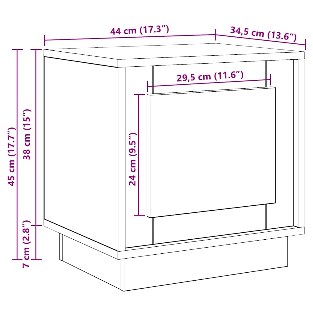 Armario de Noche 2 pcs 44 x 34,5 x 45 cm Madera de ingeniería