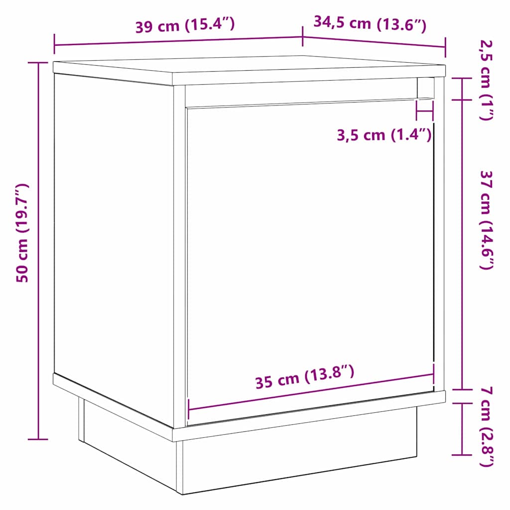 Armario de Noche 2 pcs 39 x 34,5 x 50 cm Madera de ingeniería