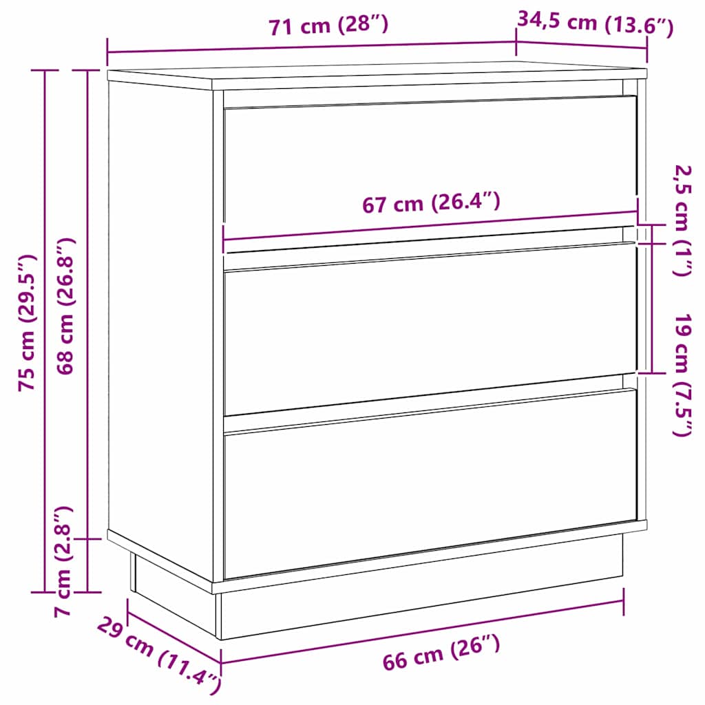 Armario de Noche 71 x 34,5 x 75 cm Madera de ingeniería