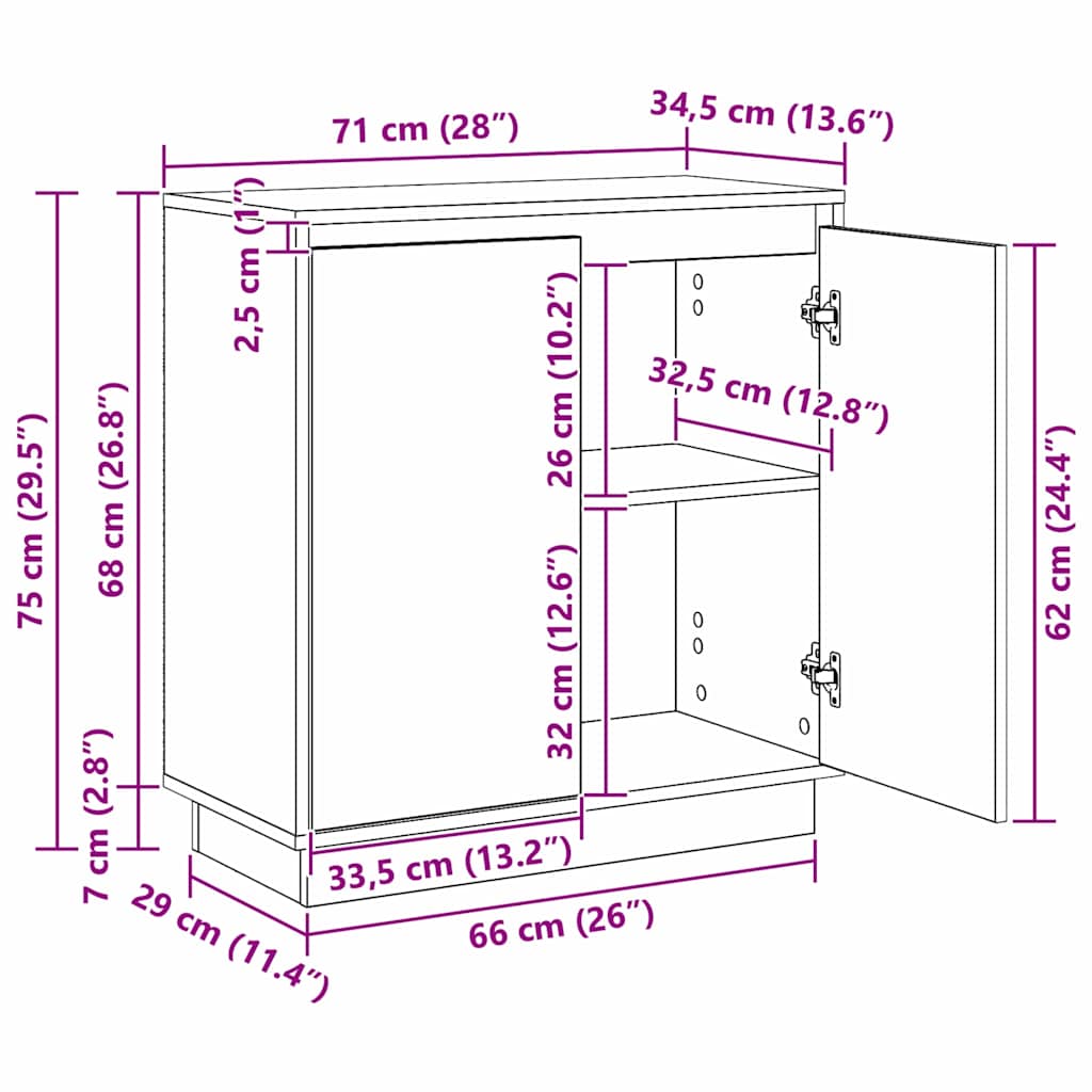 Aparador LED Gris Hormigón 71 x 34,5 x 75 cm