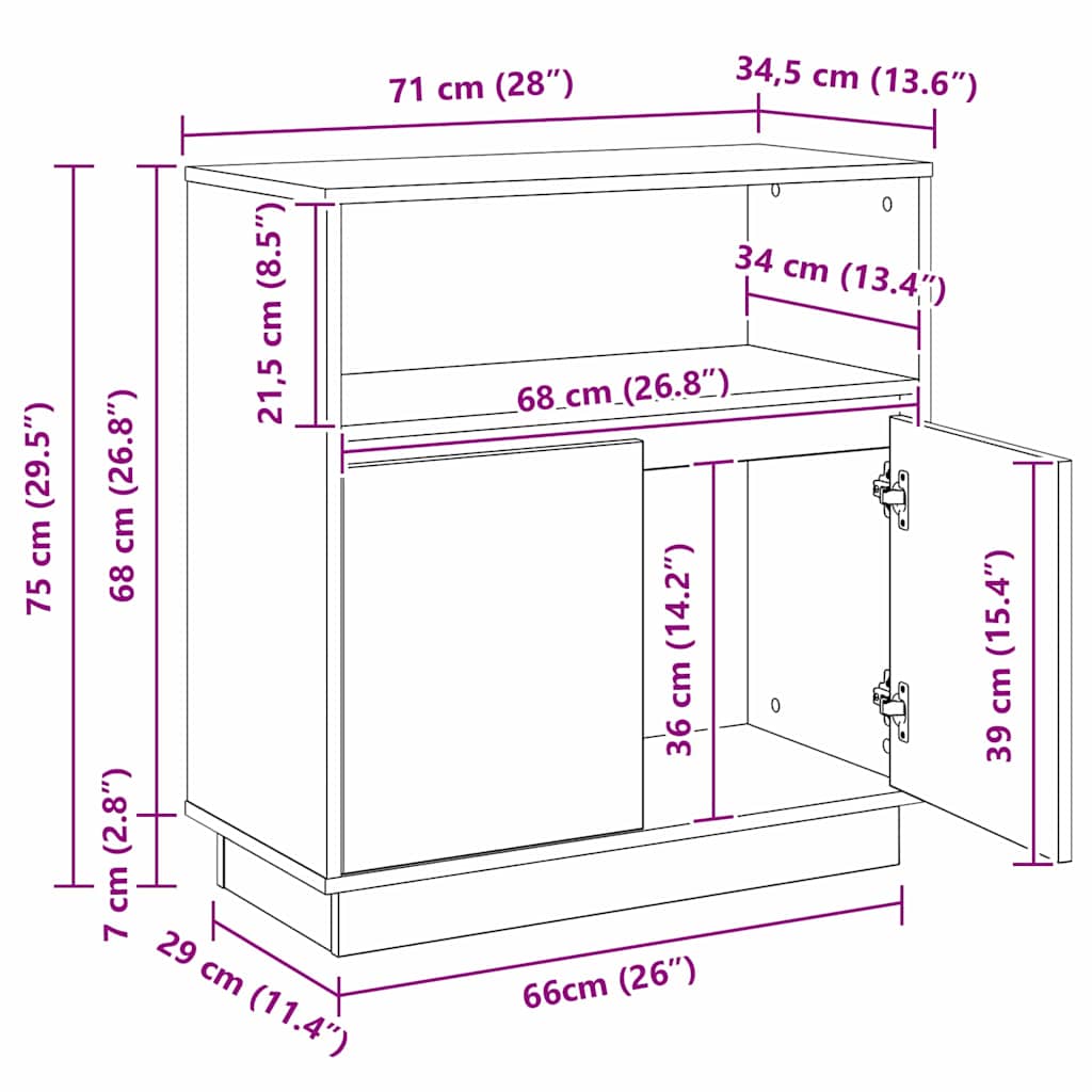 Aparador LED 71 x 34,5 x 75 cm Madera de ingeniería