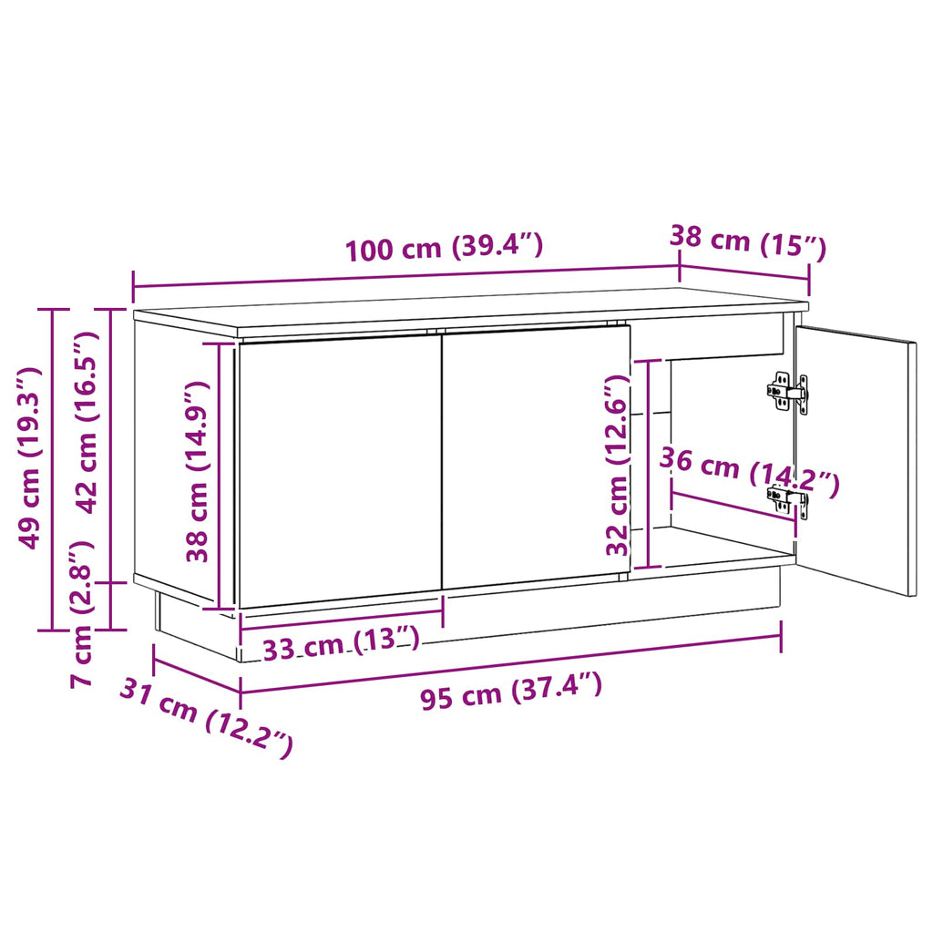 Mueble de TV 100 x 38 x 49 cm Madera de ingeniería