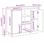 Aparador LED 90 x 32 x 75 cm Madera de ingeniería
