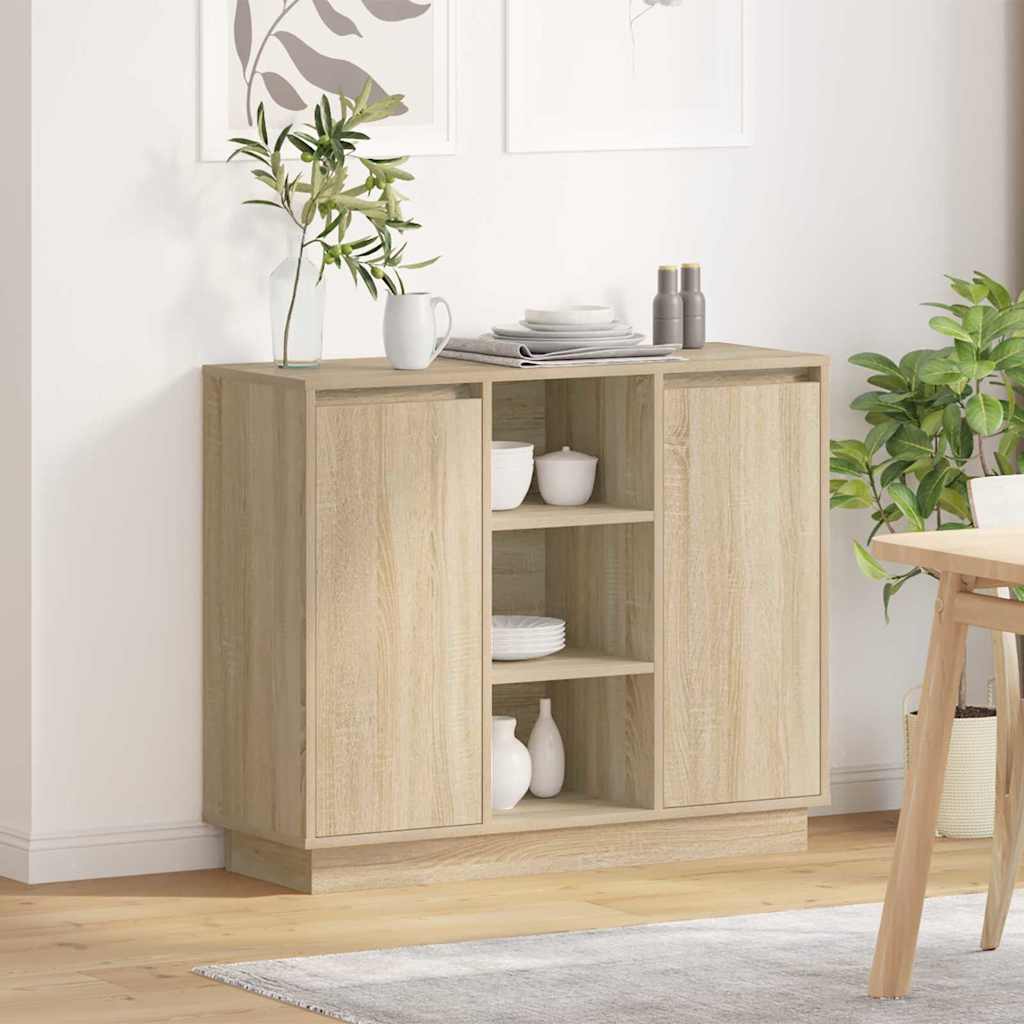 LED Sideboard 90 x 32 x 75 cm Engineered Wood